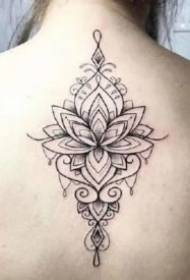 назад тетоважа тетоважа девојка задниот врат на задниот дел од 'рбетот на лотосот Ван Гог слика за тетоважа