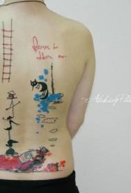 Torna divertente divertente cartoon principessa di gattu è lettera di mudellu di tatuaggi