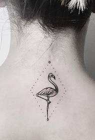 nugaros flamingo geometrija - mažas šviežias tatuiruotės raštas