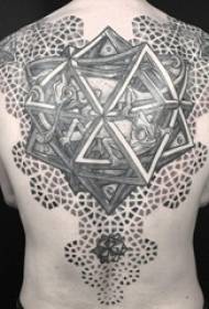 chlapci späť čierna šedá skica bod bodanie zručnosti geometrické prvky veľká plocha dominujúce tetovanie obrázky