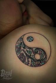 back round flower vine yin and yang gossip symbol tattoo pattern