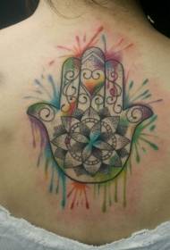 indietro colore semplice Stinging Fatima Hand Tattoo Pattern