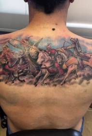înapoi model colorat de tatuaj războinic medieval