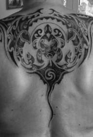 Zadný neuveriteľný čierny polynézsky tetovací vzor