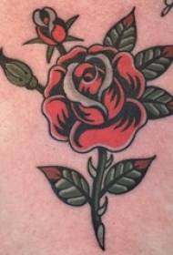 文艺花朵纹身 女生背部玫瑰纹身图片