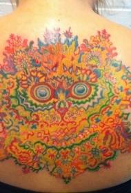 леђа велика боја цветна комбинација мачка креативни узорак тетоважа