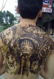 powrót Motyw azjatyckiej kreskówki czarno-biały Wzór tatuażu postaci One Piece
