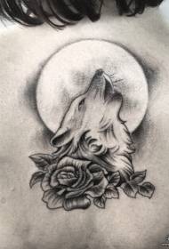 back tattoo lupo rosa modello di tatuaggio grigio nero