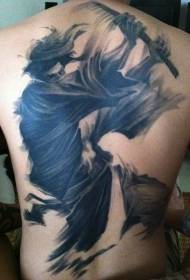muguras melnbaltās personības samuraju tetovējuma modelis