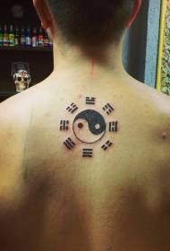 takaisin musta perinteinen yin- ja yang-juorumerkki-tatuointikuvio