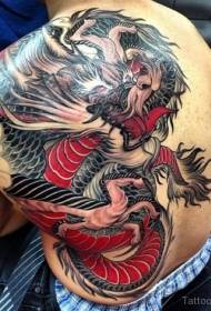 indietro nuovo modello di tatuaggio drago grande colore in stile giapponese
