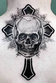 hátsó fekete személyiség koponya kombinációja kereszt tetoválás minta