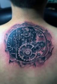 back round black mechanical yin and yang gossip tattoo pattern