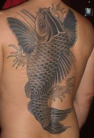 costas preto cinza asiático grande lula tatuagem padrão