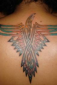 back colored tribal eagle totem tattoo Pattern