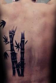 Patrón de tatuaje de bambú oscuro de estilo asiático oriental posterior