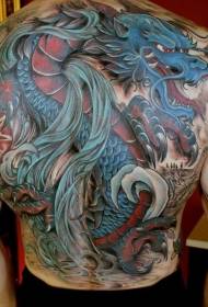 Modèle de tatouage chinois de dragon diabolique coloré et de style japonais
