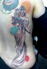 bumalik ang bagong linya ng estilo ng Hapon na geisha at pattern ng tattoo ng bulaklak