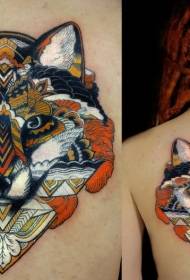 zréck nei Schoul Illustratiounstil Stamm dekorativ Wollefkop Tattoo Muster