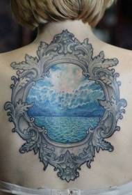 indietro bellissimo modello di tatuaggio marino blu della vecchia scuola