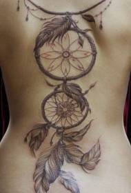 back good feather dream catcher color tattoo pattern