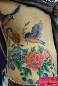 iphethini le-bird peony tattoo: i-waist color bird peony tattoo iphethini le-tattoo