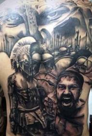 полный назад огромный спартанский мотив татуировки
