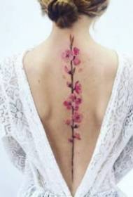 Spine Tattoo Tattoo foto nke mmetụta mara mma na azụ nke nwa agbọghọ ahụ