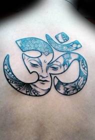 Personaggi colorati in stile indù con il disegno del tatuaggio posteriore del Buddha