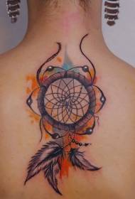 reticolo del tatuaggio di colore di nuova scuola sogno acchiappasogni