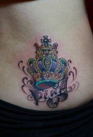 patrón de tatuaje de corona de moda de cintura de chicas