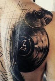 torna linee moderne in stile nero con motivo a tatuaggio retrò record