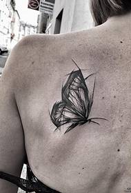penna a farfalla posteriore e inchiostro Modello di tatuaggio stile