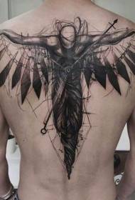 Volver dibujo estilo negro línea fantasía humano con reloj tatuaje patrón