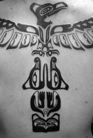 agterste stamstyl swart logo tattoo patroon  73457 @ meisie rug wit swaan en kleurvolle lotus tatoeëerpatroon