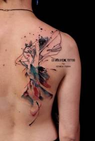 spruzzata di colore posteriore modello di tatuaggio bella ragazza