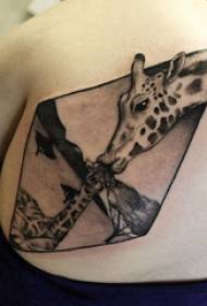 Giraffe тату үлгү Кыз жираф тату үлгүсү