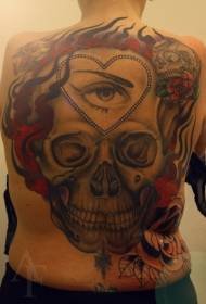 Smalto retro dipinto con occhi a forma di cuore e motivo tatuaggio fiamma