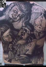 tillbaka hemskt konstigt zombie-avatar Tattoo-mönster
