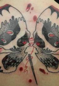 modello di tatuaggio teschio a forma di farfalla color vecchia scuola sul retro