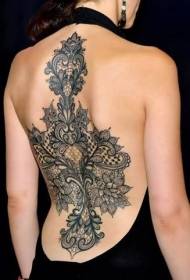 nenas de volta a grande escala en branco e negro patrón de tatuaje floral