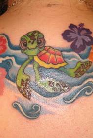 Rückenfarbe Schildkröte Tattoo Bild