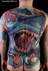 ダイバーのタトゥーパターンを持つフルバック塗装サメ