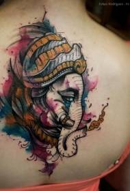 назад модерен традиционален стил во боја таинствена шема на тетоважи со слонови