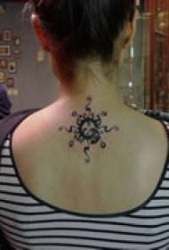 totem sun back tattoo