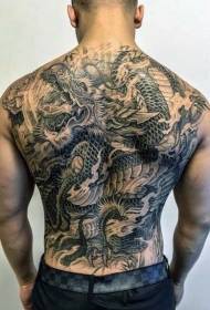 tilbake merkelig svart grå Fantasy dragon tatoveringsmønster