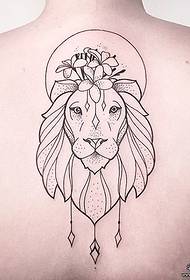 modello tatuaggio tatuaggio schiena linea fiore leone