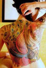 rug illustrasie styl kleurvolle Pauw tattoo patroon