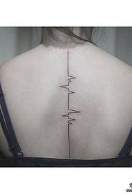 여자 다시 ECG 라인 작은 신선한 문신 패턴