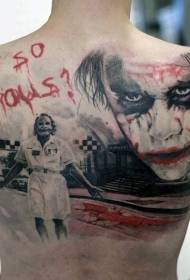 ar ais dath stíl réalaíoch clown scary le patrún tattoo litir